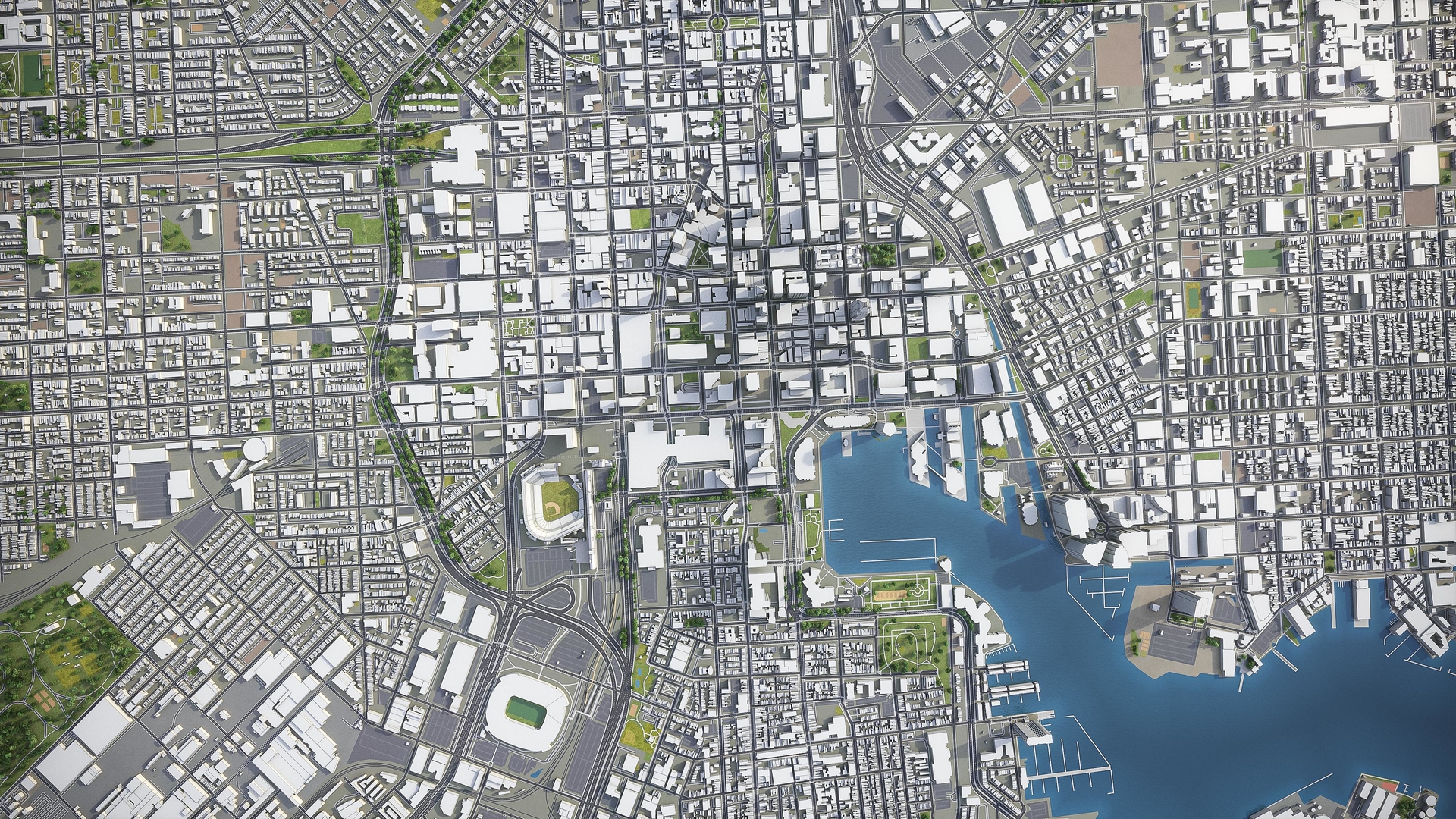 3D city baltimore surrounding area model - TurboSquid 1403410