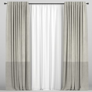 tulle brown curtain 3D model