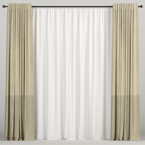 curtain tulle brown 3D
