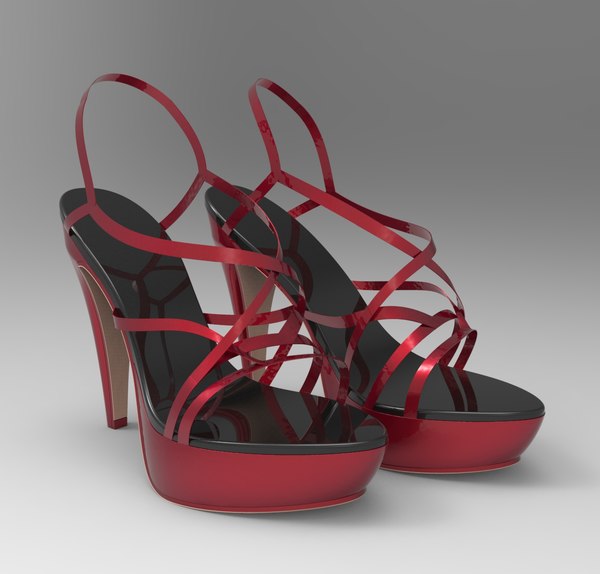 3D model platform heels ladies shoes 