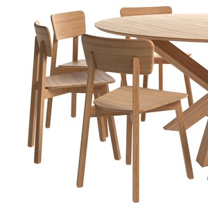 3D oak casale dining chair model
