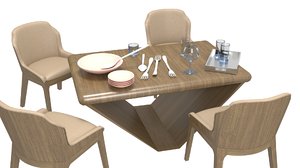 3D dining table chairs
