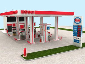 3D esso gasoline station gas
