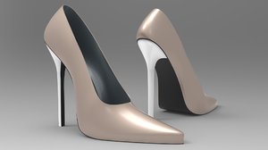 chunky heels pump women shoes 3D model