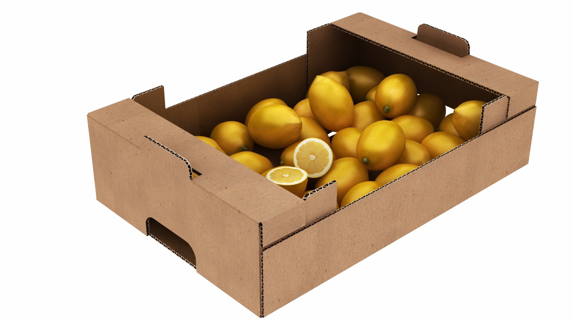 Cardboard lemons model TurboSquid 1540390