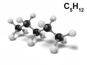 pentane molecule c5h12 modeled model