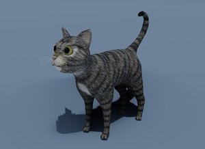 3D cartoon cat brown grey model