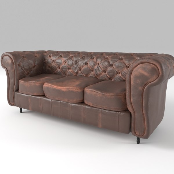3d Model Old Leather Sofa Turbosquid, Are Leather Couches In Style 2020