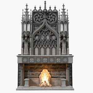 gothic fireplace 3D model