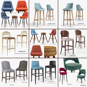 22 bar stool sets 3D model