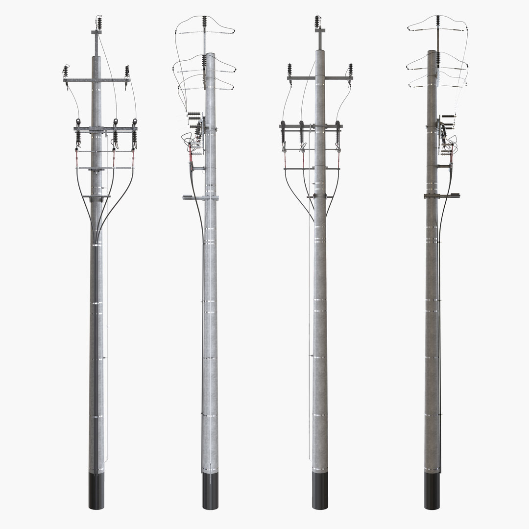 Electric concrete pole model TurboSquid 1543368