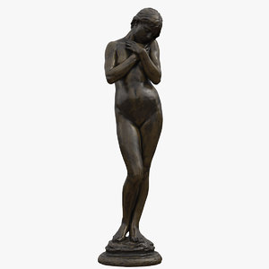 young woman sculpture bronze 3D model