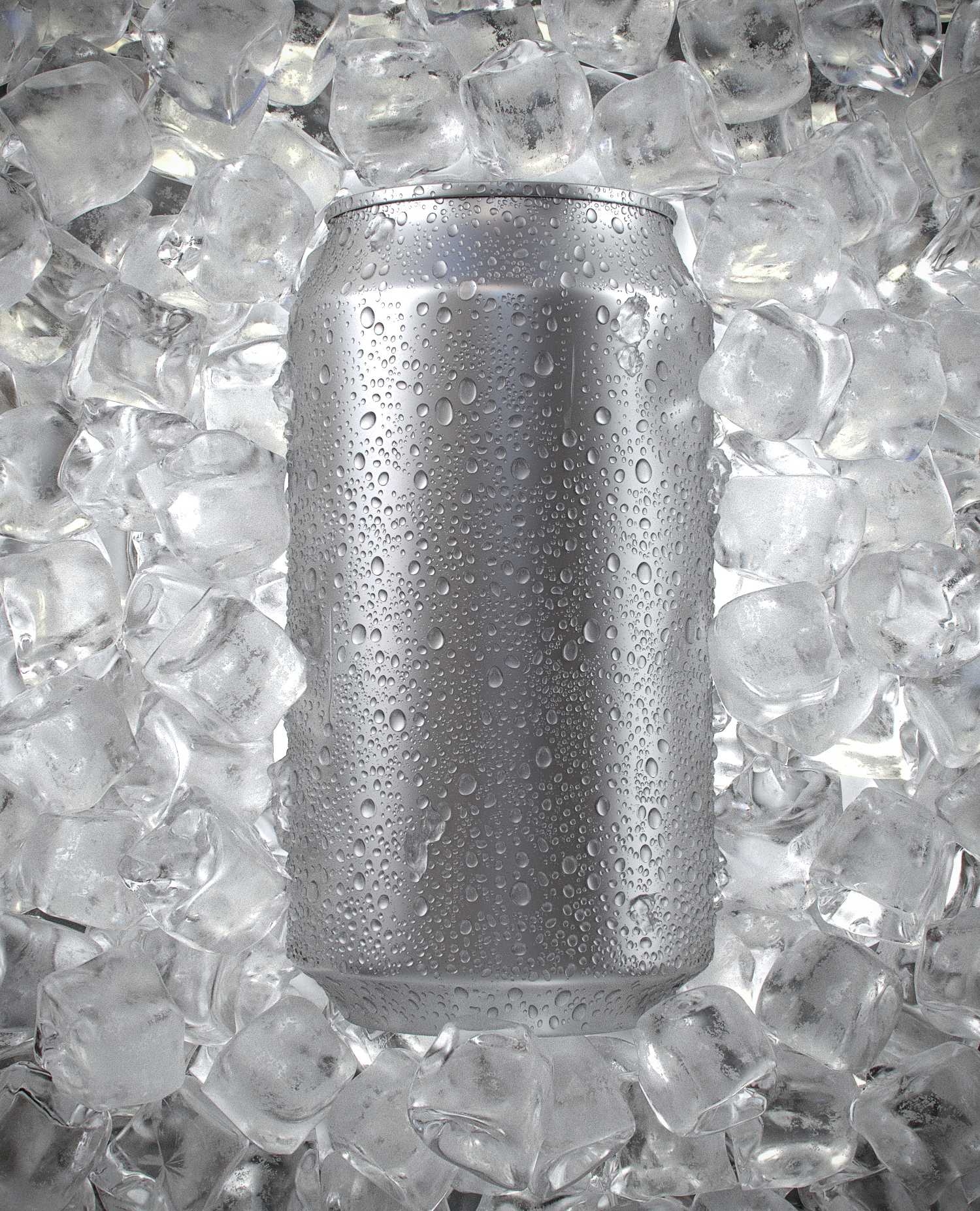 beverage can with ice cubes and water droplets 350ml3d模型