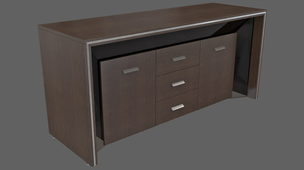 3d Office Console Table Turbosquid, Office Console Table With Drawers