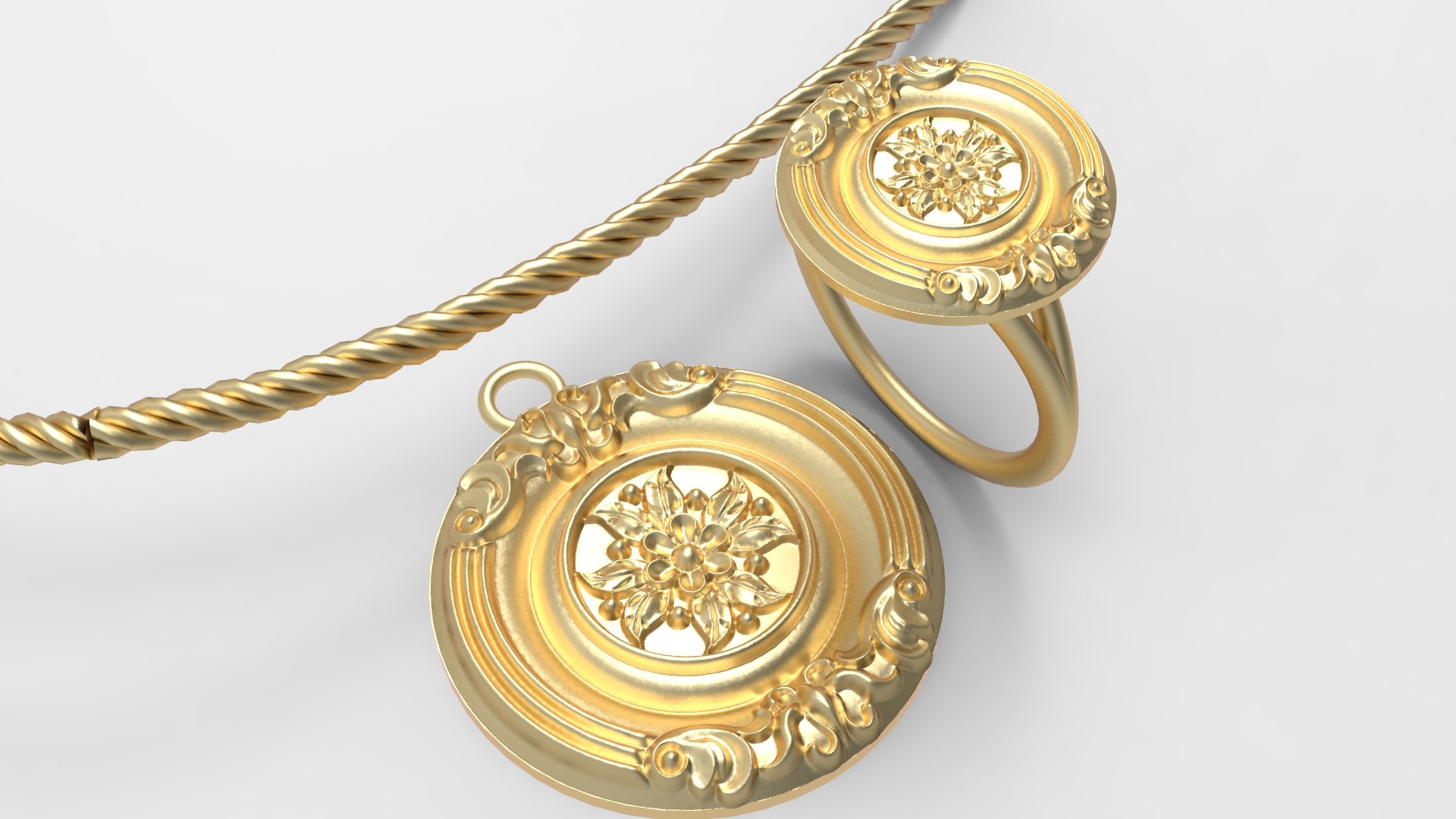 Gold jewellery set design 3D model TurboSquid 1543943