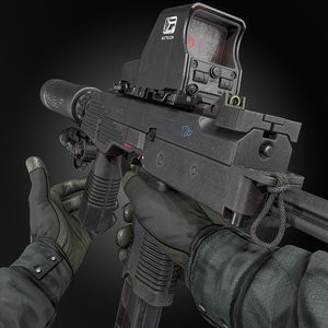 3D submachine mp9 gun