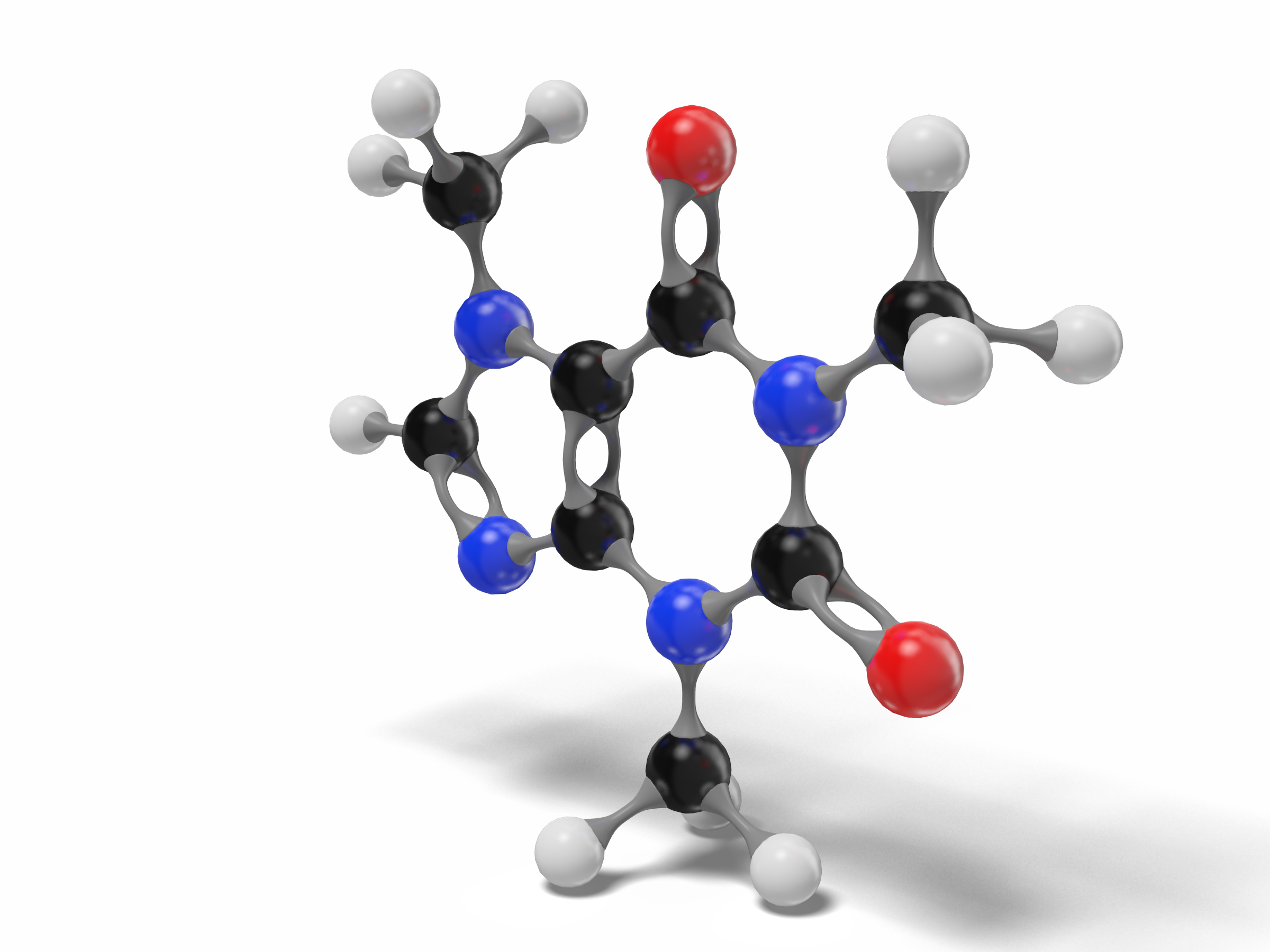 Caffeine molecule c8h10n4o2 modeled 3D model - TurboSquid 1544373