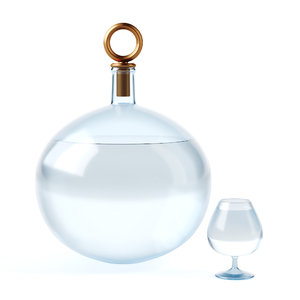 3D glass carafe water model