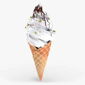 3D vanilla ice cream cone
