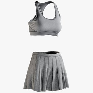 3D realistic skirt sports bra