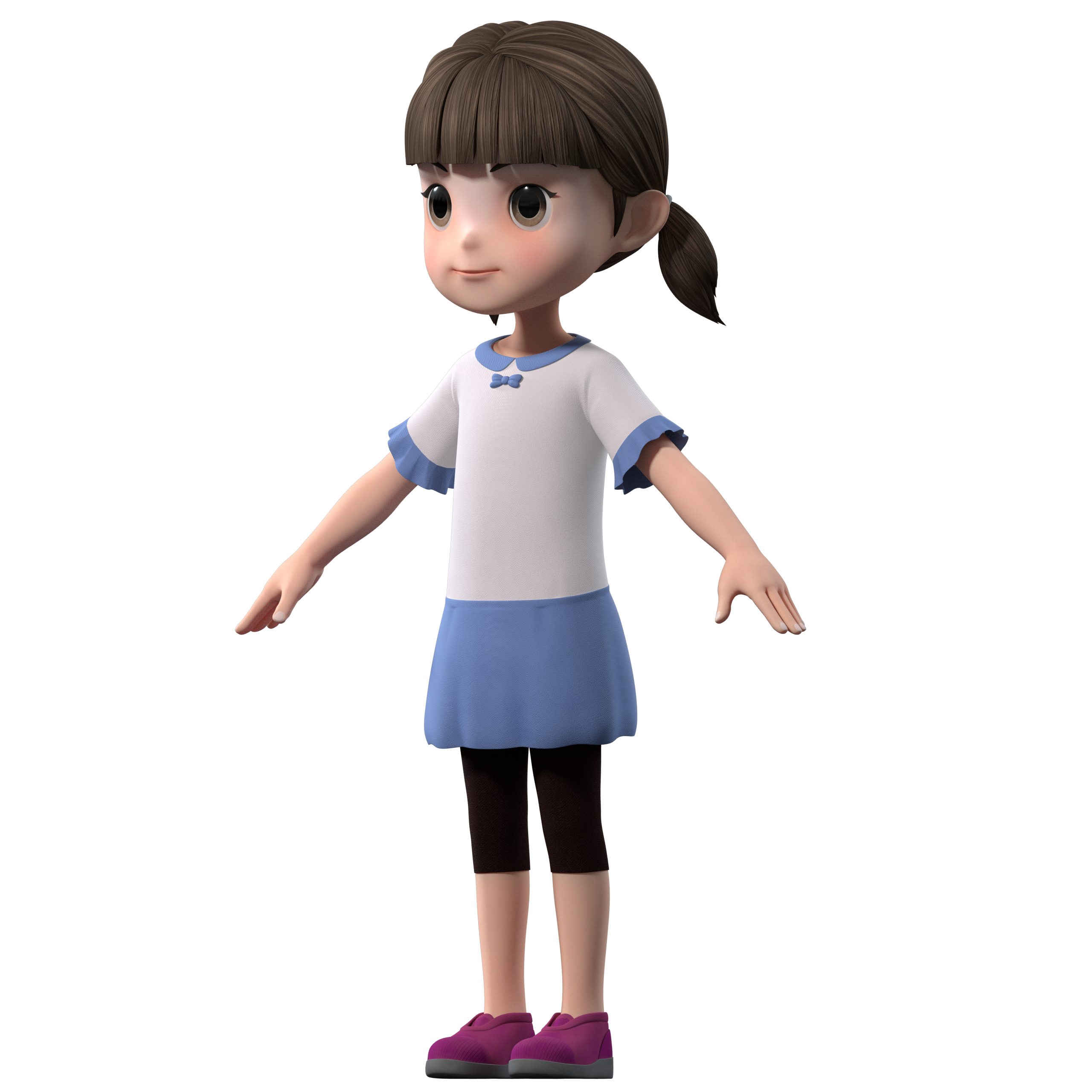 cartoon girl child student3d模型