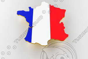 3D model france land border flag