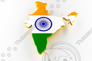 3D india land border flag