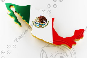 3D model mexico land border flag