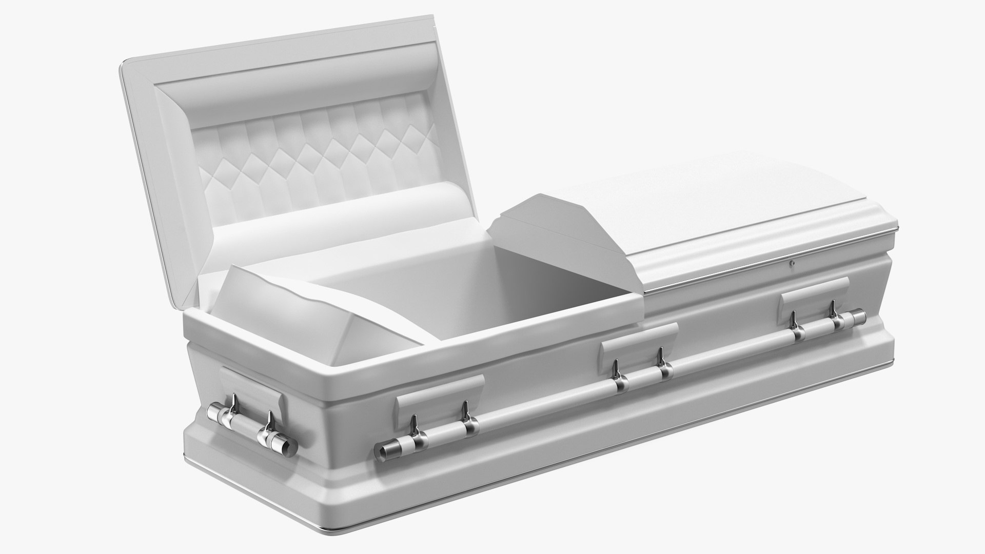 3D open white funeral casket model - TurboSquid 1546380