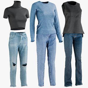 realistic women s jeans 3D model