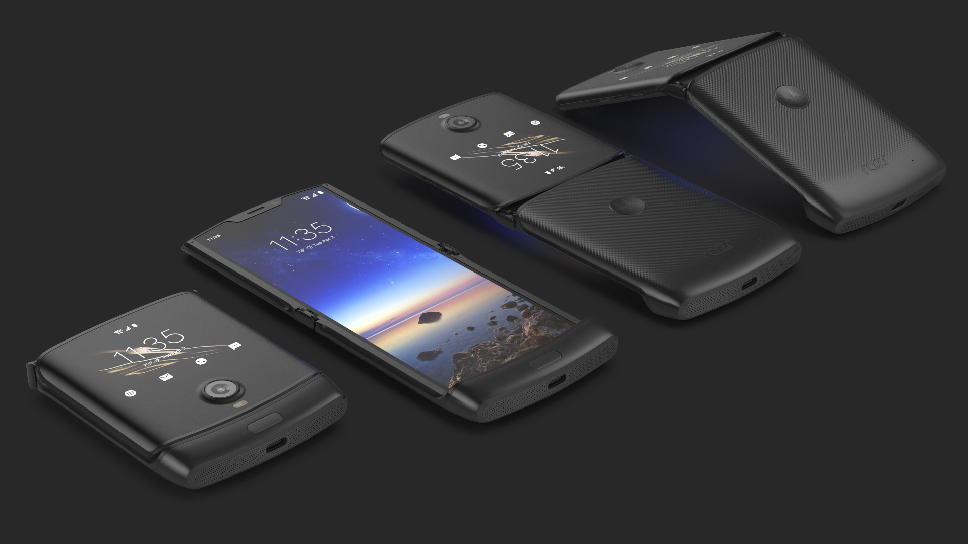 black motorola razr flip phone 2020 rigged3d模型