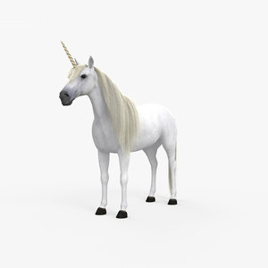 3D unicorn creature horse model