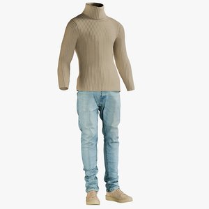 3D model jeans sneakers sweater
