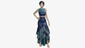 3D dress cloth fashion model