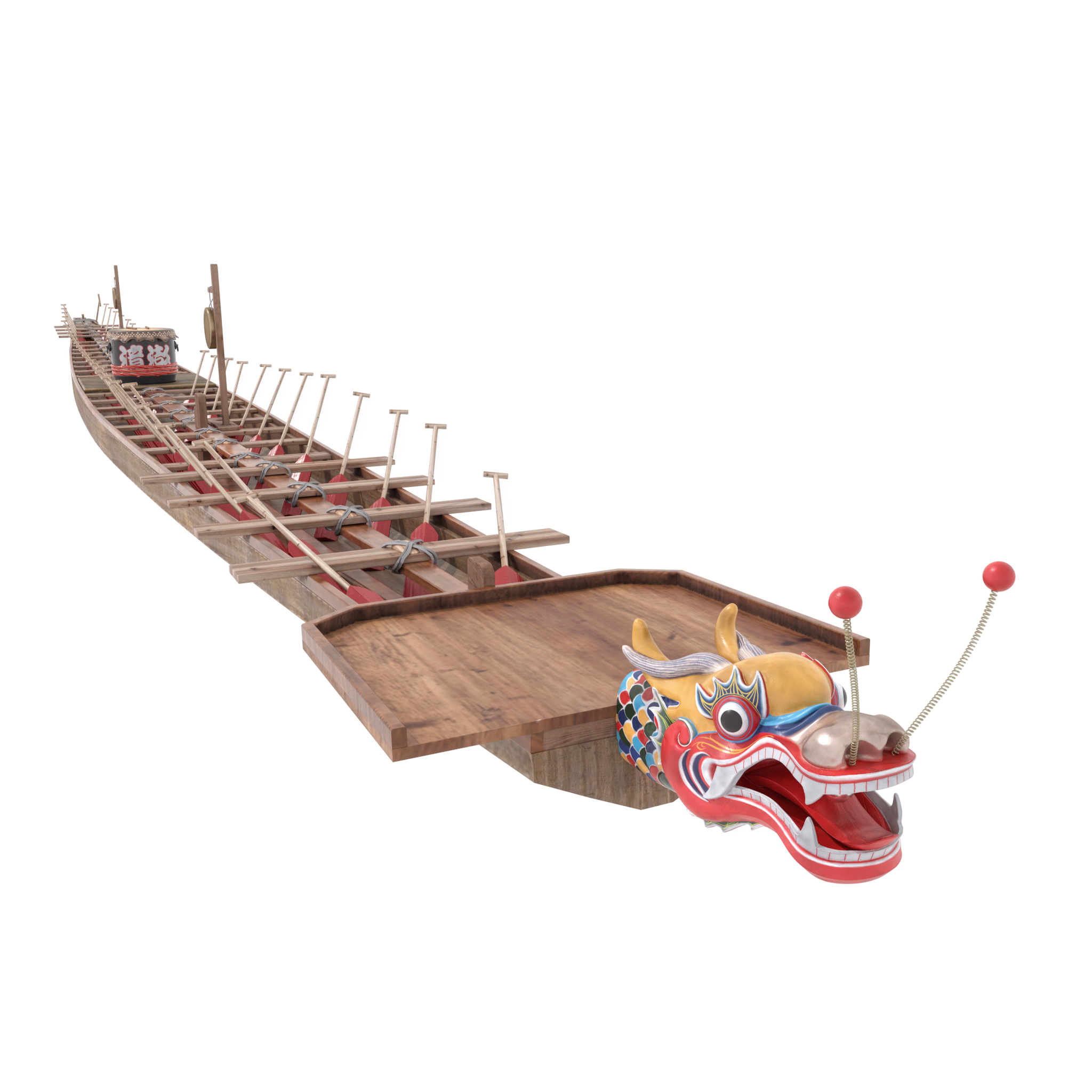 chinese traditional wooden dragon boat3d模型