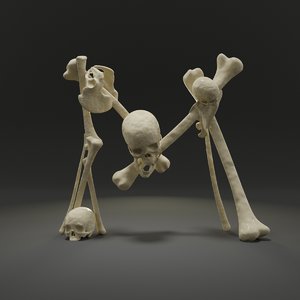 letter m bones skeleton 3D model