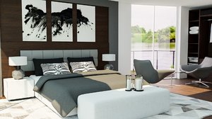 3D model room bed interior