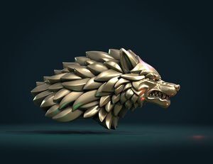 3D wolf head