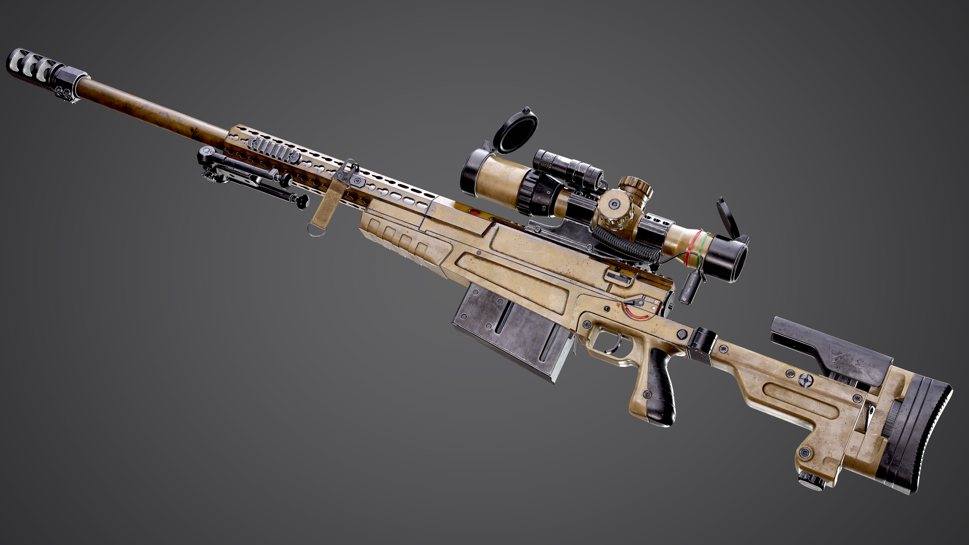 ax-50 sniper rifle aaa fps game ready weapon asset low-poly 3d