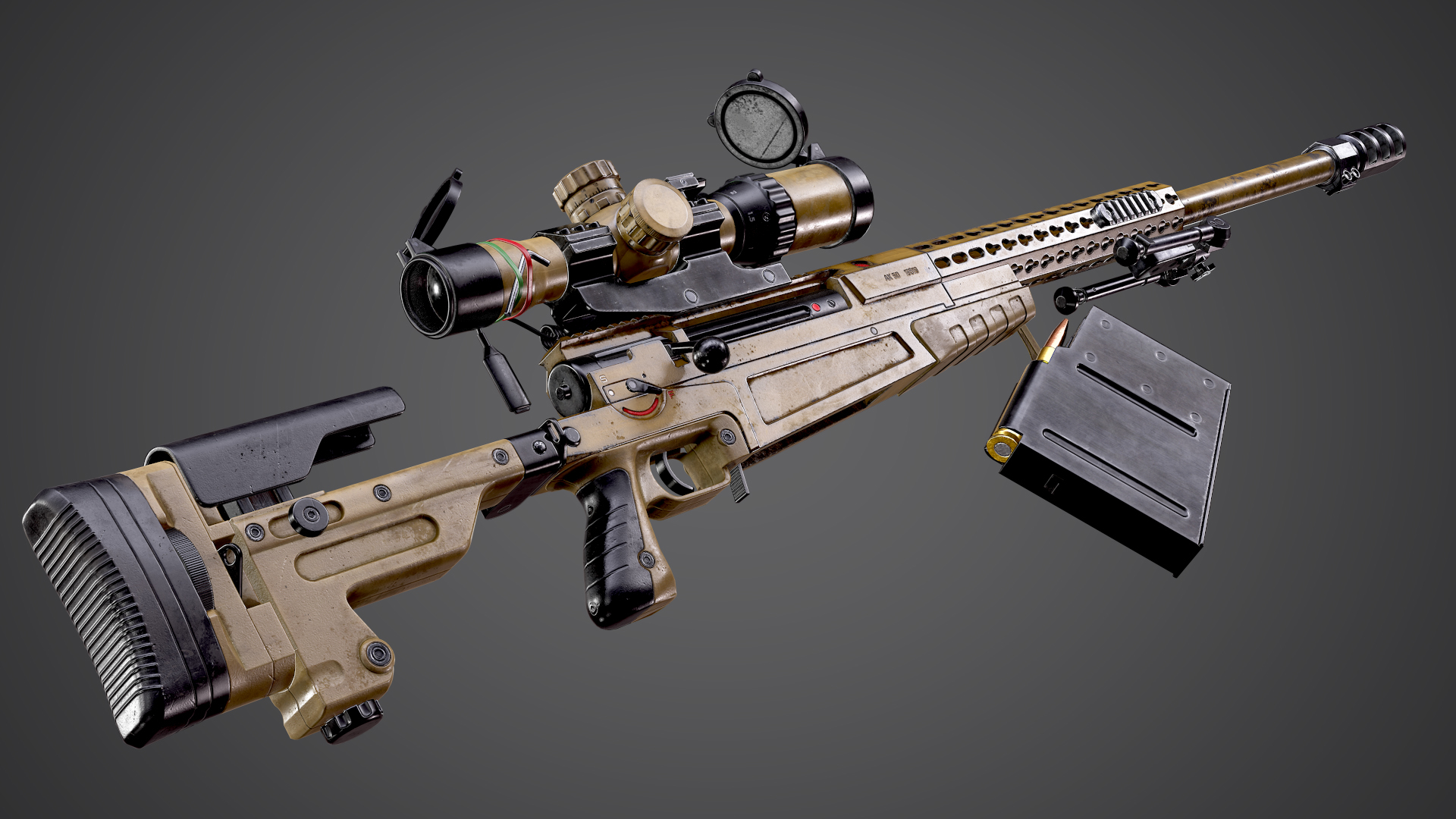 ax-50 sniper rifle aaa fps game ready weapon asset low-poly 3d