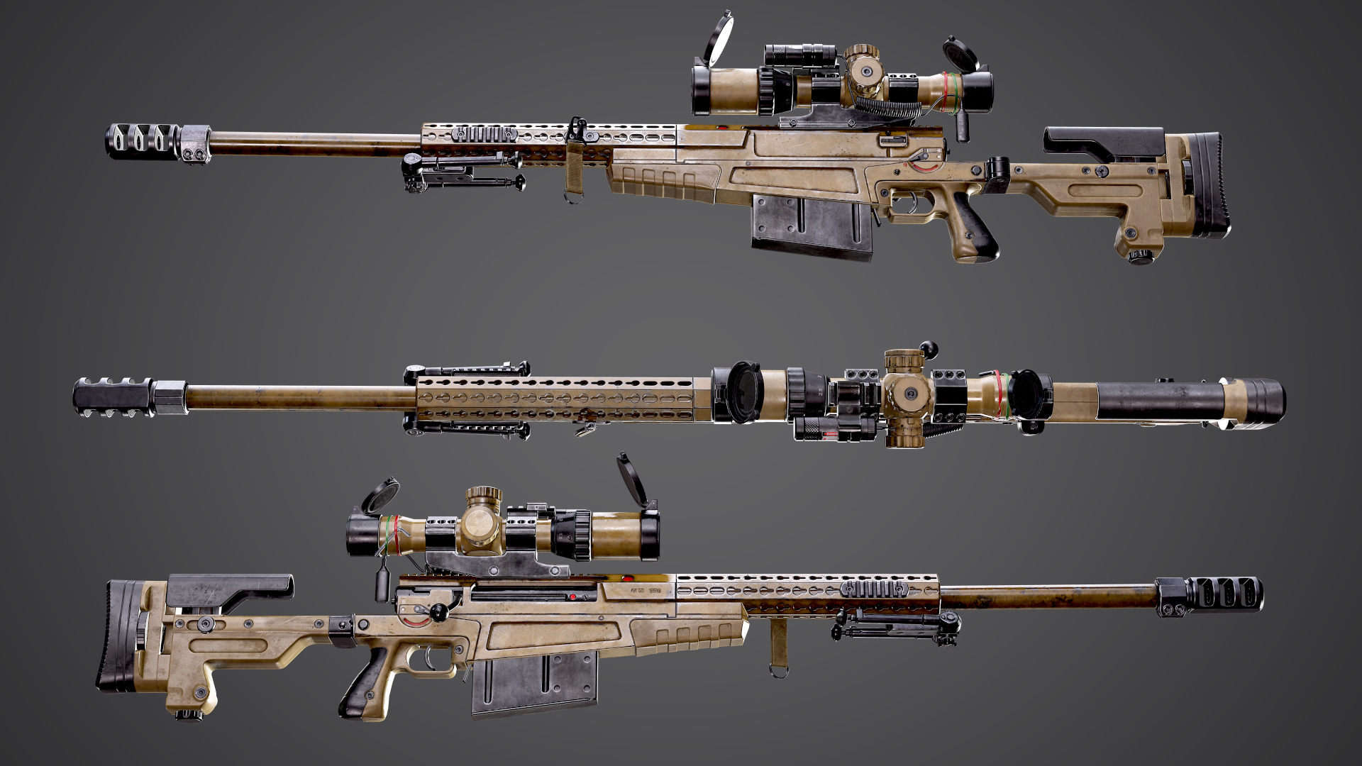 ax-50 sniper rifle aaa fps game ready weapon asset low-poly 3d