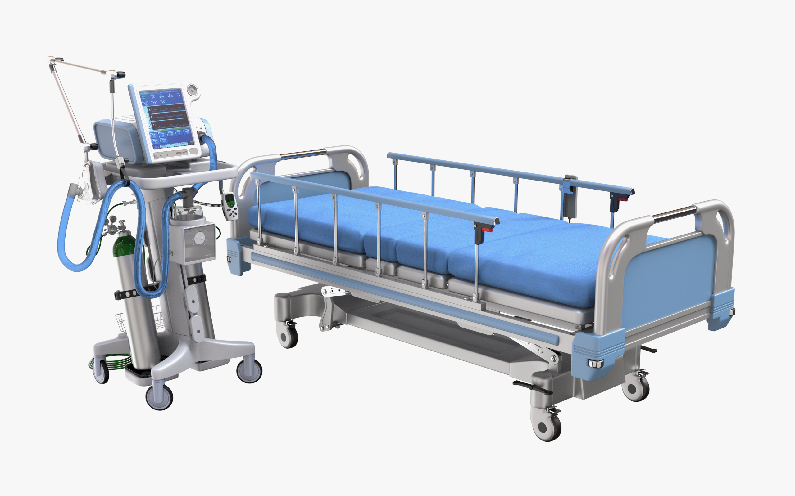 Hospital ventilator bed model TurboSquid 1548612