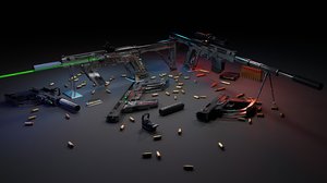 guns handgun ar rifle 3D