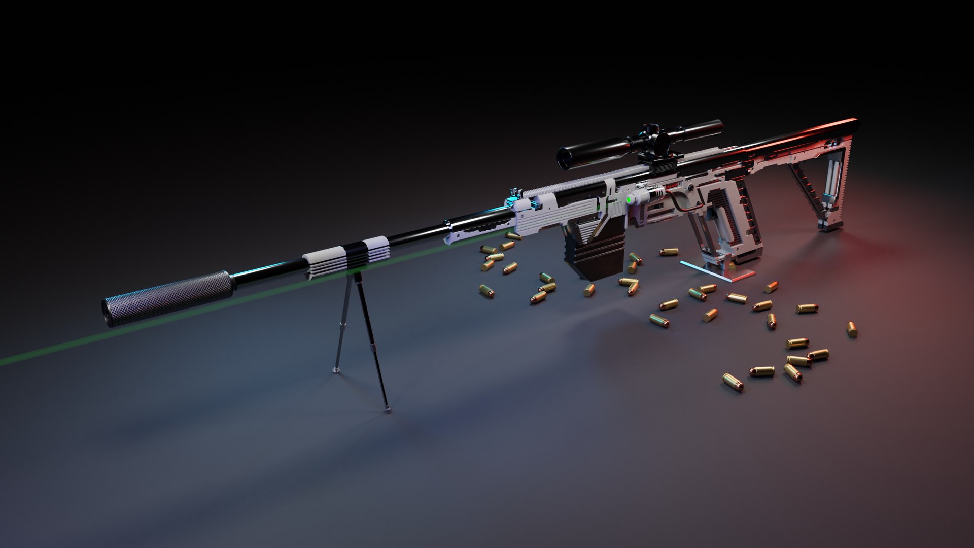 3D sniper rifle scope laser TurboSquid 1549030