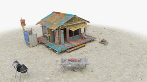 tropical island hut 3D model
