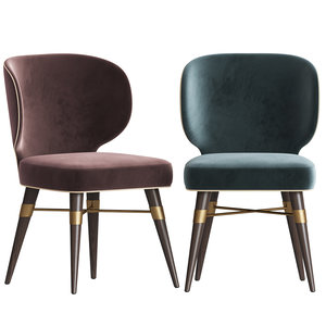 3D model louis mid-century dining chair