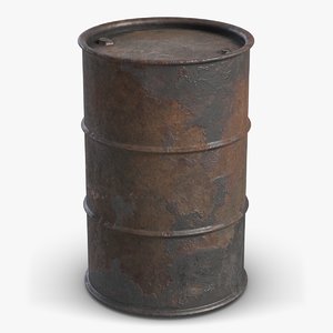 3D old rust barrel contains