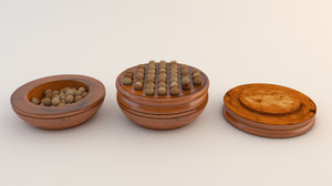 peg solitaire board wood 3D model