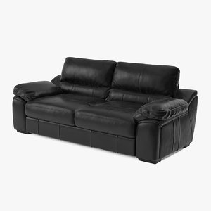 black leather sofa divan 3D model