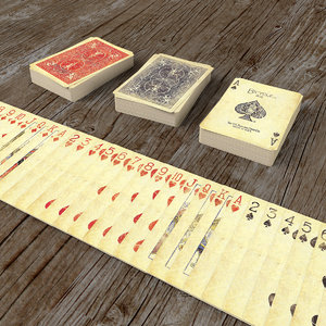 3D set poker card playing model